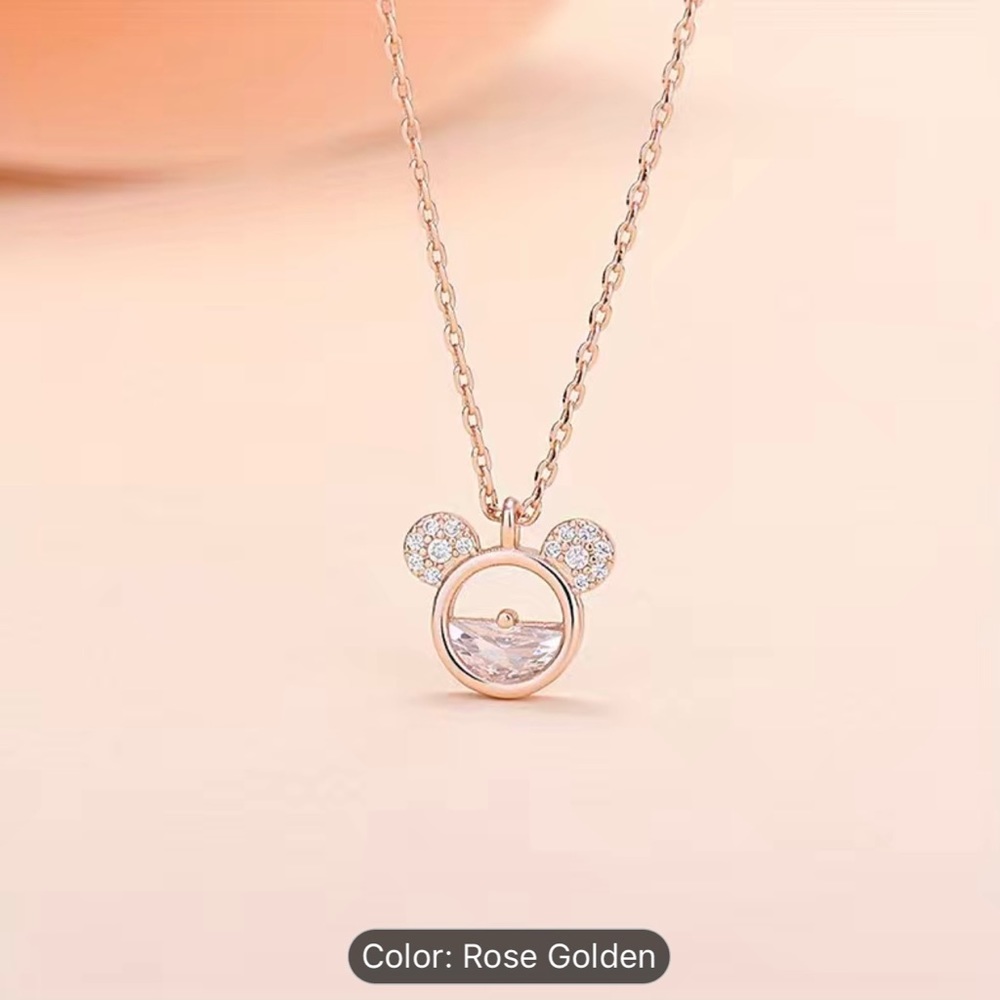Sparkling mouse shape necklace rose golden